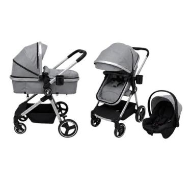 Imagem de Carrinho de bebe com mosquiteiro acoplado levvi one duo com moisés e b