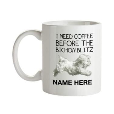 Imagem de Caneca personalizada Bichon Frise - Presentes Bichon Frise - I Need Coffee before the Bichon Blitz - Presentes Bichon - Caneca de café de 325 ml