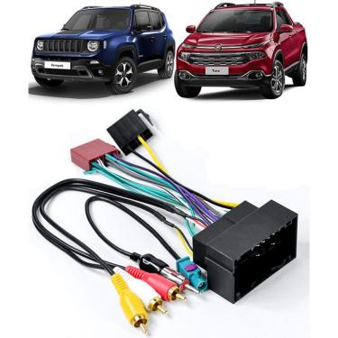 Imagem de Kit Chicote de Ligação + Chicote Adaptador de Antena Jeep Renegade 2015 2016 2017 2018 Fiat Toro 2016 2017 2018 Novo Bravo 2015 2016 2017 2018
