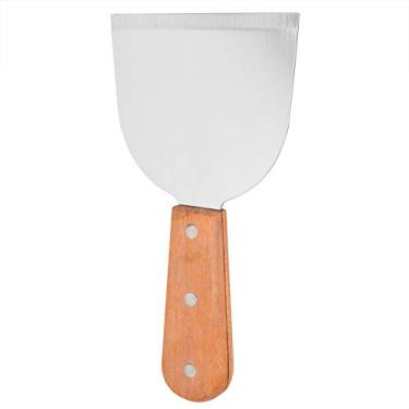 Imagem de Pá de comida,aço inoxidável profissional churrasco churrasqueira Wok raspador com cabo de madeira cozinha cozinha cozinha bife frito pá panqueca flipper,