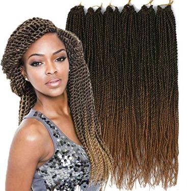 Imagem de Mayloss 6 Pacote/LOTE Senegalese Twist Crochet Tranças de Cabelo Pequeno Fácil Twist Crochet Trança Cabelo 2S Senegalese Twists 14 polegada 18inch 24inch 30 fios/pacote Penteados Para As Mulheres cor (14 polegad, T1B/27)