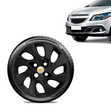 Imagem de Calota GM Onix Aro 15 Preta Fosca Emblema Prata