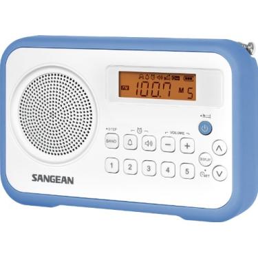Imagem de Sangean Rádio digital portátil PR-D18BU AM/FM com amortecedor protetor, branco/azul