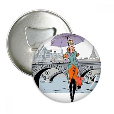 Imagem de Lady River Bridge França Mark abridor de garrafas ímã de geladeira emblema multifuncional