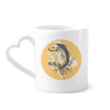 Imagem de Caneca com desenho de linha peixe Mighty Bait padrão café cerâmica copo de coração de vidro