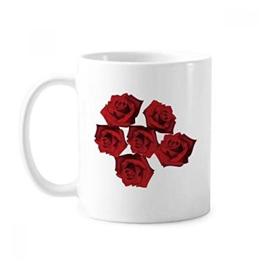 Imagem de Caneca de cerâmica para café e porcelana de cerâmica para plantas, flores vermelhas, rosa