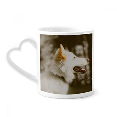 Imagem de Caneca branca para cachorro com foto de animal de estimação caneca de café cerâmica copo de coração de vidro