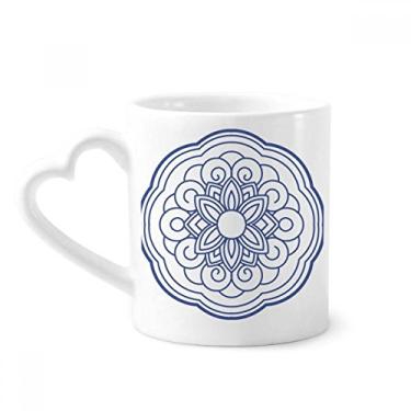 Imagem de Caneca chinesa com padrão de flor azul café cerâmica copo de coração de vidro