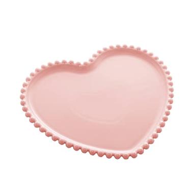 Imagem de PRATO PORCELANA CORAÇÃO BEADS ROSE 25x22x2cm