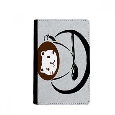 Imagem de Porta-passaporte com ilustração de xícara de café adorável estampa de gato Notecase Burse carteira porta-cartões
