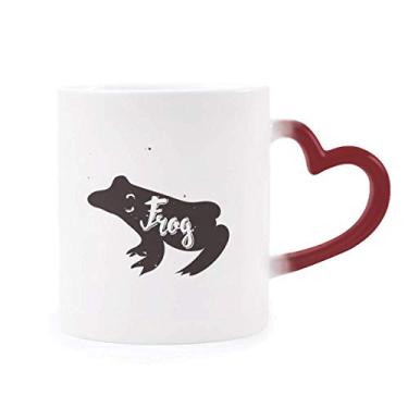 Imagem de Caneca de grés preta e branca com estampa de animal sensível ao calor vermelha que muda de cor