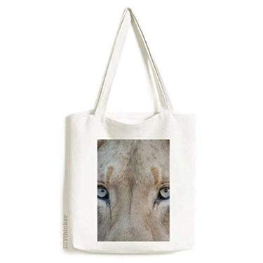 Imagem de Bolsa de lona com leão branco animal selvagem organismo terrestre bolsa de compras casual bolsa
