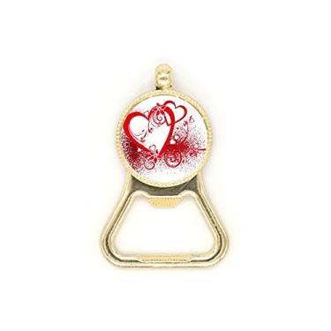 Imagem de Chaveiro de aço inoxidável com flores e corações vermelhos brancos para o Dia dos Namorados