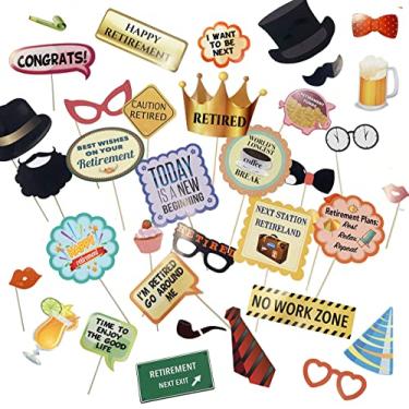 Imagem de Adereços para festa de aposentadoria – 36 peças de artigos de festa de aposentadoria para fotos e decorações, inclui adereços coloridos, bolhas de fala, placas de frases – Decoração de aposentadoria unissex da Scapa Pro