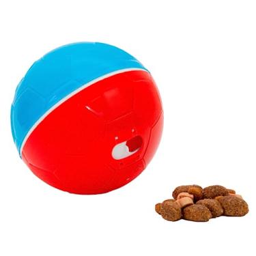 Imagem de AMICUS - Bolinha de Petiscos para Cães Crazy Ball - Bola com Compartimento para Petiscos de Cachorro, Brinquedo Interativo para Bicho de Estimação, Lazer para Pets - Ajustável - Vermelho e Azul, 100g