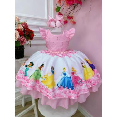 Vestido Infantil Sofia Princesa Lilás Strass Luxo Festas