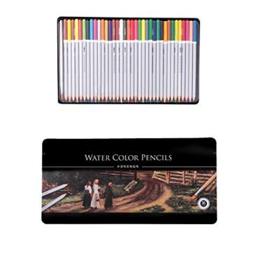 Imagem de newrong Giz de cera de madeira multicolorida colorida para adultos e crianças para artistas Cores exclusivas Lápis de cor 36 cores lata lata de lata