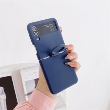 Imagem de Para Samsung Galaxy Z Flip 5 4 3 Ring Case para Samsung Z Flip5 flip4 ZFlip 5 4 ZFlip3 Capa de silicone líquido macio, azul marinho, para Samsung Z Flip 4