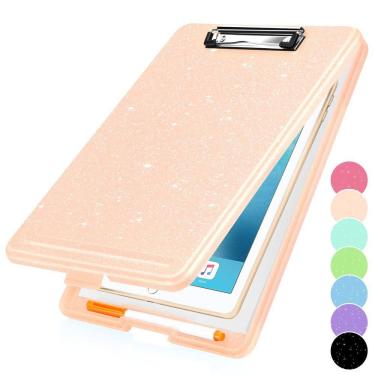 Imagem de Prancheta Sooez Glitter com armazenamento A4 21x29,7 cm rosa