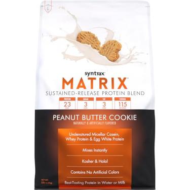 Imagem de Syntrax Nutrition Matrix Protein Powder, mistura de proteína de liberação sustentada, pedaços de biscoito reais, biscoito de manteiga de amendoim, 2,2 kg