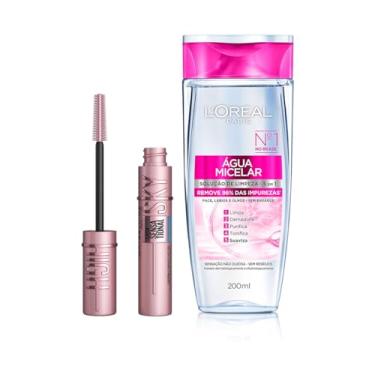 Imagem de Kit Água Micelar L'Oréal Paris Limpeza 5 em 1, 200ml + Máscara de Cílios Maybelline Sky High À Prova D'Água