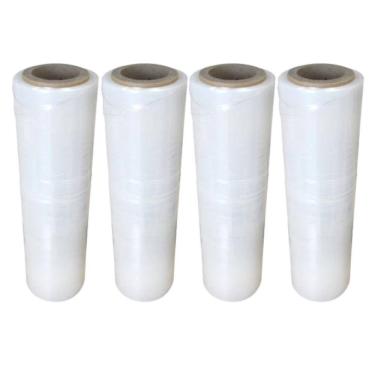 Imagem de Bobina Filme Stretch Transparente Manual 50Cm 16Kg Kit 4 Bob