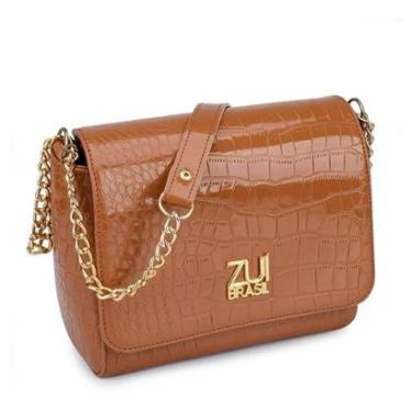Imagem de Bolsa Media De Lado Alça De Corrente Transversal Caramelo Verniz-Feminino