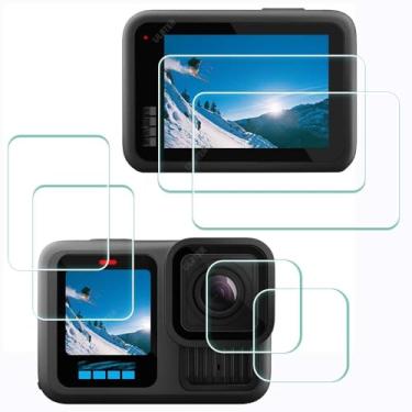 Imagem de ULBTER Protetor de tela para GoPro Hero 13 Hero13 preto LCD + lente + tela pequena [6 peças] vidro temperado de dureza 9H, antiarranhões e bolhas
