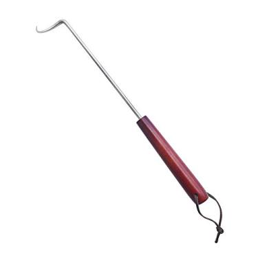 Imagem de PEPKICN Flipper para alimentos de 38 cm - Gancho de aço inoxidável para churrasco com cabo de madeira