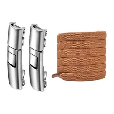 Imagem de Press Lock Shoelaces Without Ties Elastic Laces Sneaker 8MM Widened Flat No Tie Shoe Laces Kids Adult Shoelace For Shoes(Brown)