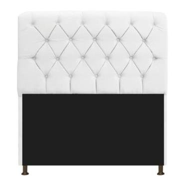 Imagem de Cabeceira Lady Estofada Capitonê 140 cm para Cama Box de Casal Suede Branco Quarto - AM Decor