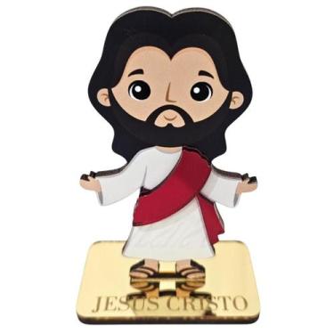 Imagem de Escultura Decorativa - Jesus Cristo - MDF Acrílico Espelhado Dourado -