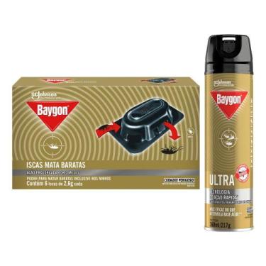 Imagem de Kit Baygon Inseticida Ultra 360ml + Isca Mata Baratas 6un