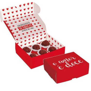 Imagem de Caixa para brigadeiros Doce Amor - 10 unidades - Cromus - Rizzo, 8 bri