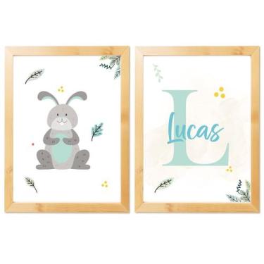 Imagem de Kit 2 Quadros Decorativos 20x30cm Infantil Personalizado com o Nome Be