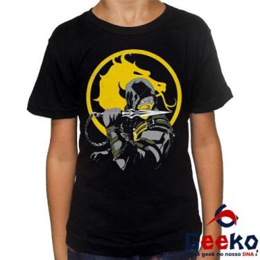 Imagem de Camiseta Infantil Mortal Kombat Scorpion 100% Algodão Geeko, Preto, 6