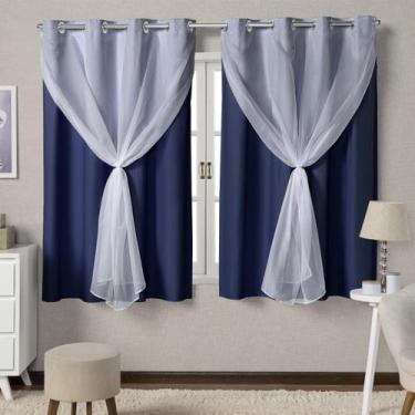 Imagem de Cortina blackout de pvc com voil 2,20x1,30 - Feffo Cortinas, AZUL MARI