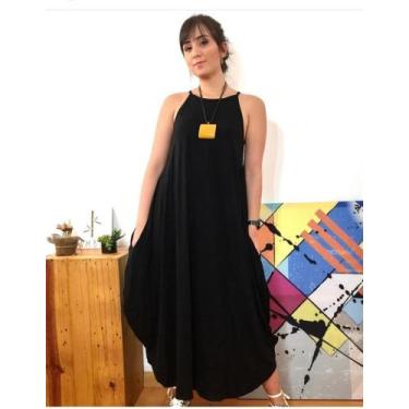 Imagem de Vestido  saruel barra arredondado - Reginaconfeccao, Preto, GG
