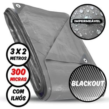 Imagem de Lona Plástica Impermeável Blackout Cinza com Ilhós Reforçados 300 Micr