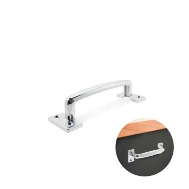 Imagem de Puxador Alça Sobrepor Cromado 12 Cm Para Portas de Aço - Bigfer, Alça 