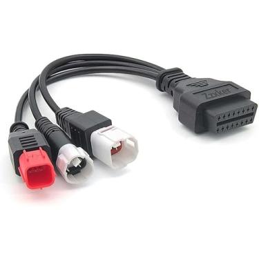Imagem de Cabo adaptador OBD2 3 em 1, cabo de diagnóstico OBD de 16 pinos para 6 pinos, 4 pinos, 3 pinos, OBD2 para OBD1, 6 pinos, 4 pinos, 3 pinos, adaptador de plugue para motocicleta Honda Guzzi Kawasaki
