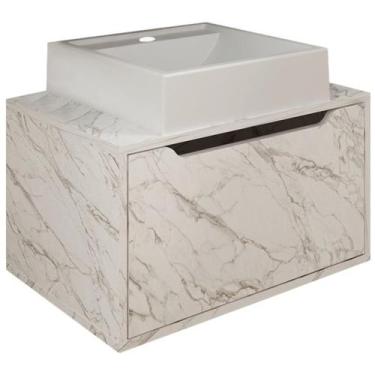 Imagem de Gabinete Com Cuba Para Banheiro BN3630x46 Marmore Branco Tecno Mobili,