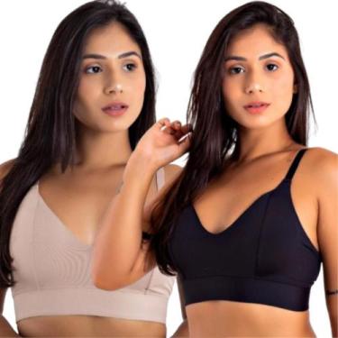 Imagem de Kit 2 Sutiã Feminino Sem Bojo Reforçado Básico Frente Única Lingerie C