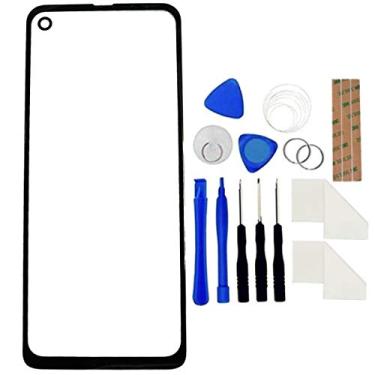 Imagem de FainWan Kit de ferramentas de reparo de lente de painel externo de vidro frontal compatível com Motorola Moto One Vision XT1970-2 XT1970-1 XT1970 16.0 cm preto