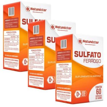 Imagem de 3x Sulfato Ferroso - 500mg 60 Cápsulas - Natunéctar