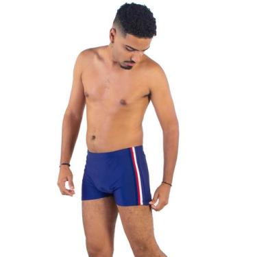 Imagem de Sunga Adulto Boxer Masculina Azul Marinho Galão Colorido - Stw Moda, A