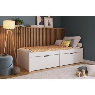Imagem de Cama de Solteiro Beauty com 2 Gavetões Branco Lavado - Inter Link, Bra