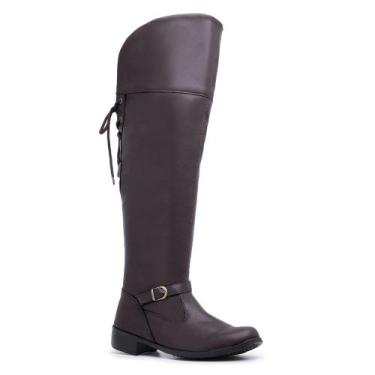 Imagem de Bota Over Montaria Feminina Sintetico Cano Longo De Amarrar Atrás Maci