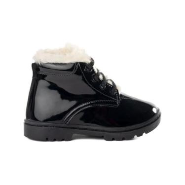 Imagem de Bota Infantil Feminina Coturno Forro Pelúcia Funfy 2001A, Preto, 31