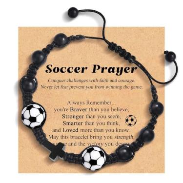 Imagem de Presentes de futebol para meninos e crianças de 8 a 12 anos, pulseira de cruz de futebol para adolescentes e meninas, para adolescentes, meninos, aniversário, Páscoa, Natal, Dia dos Namorados,